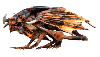 3D Rendering Fairy Tale Dragon on White