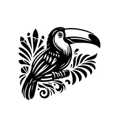 Obraz premium A toucan sits on a branch isolated on white background