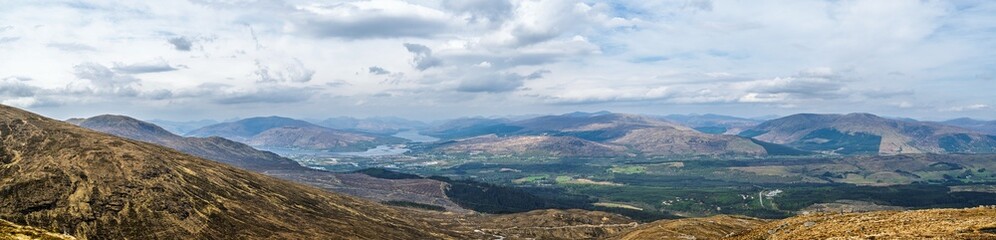View from Nevis Range Mountains, Grampian Mountains, Fort William, Highland, Lochaber, Scotland, UK