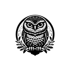 Fototapeta premium An owl illustration with branches isolated on white background
