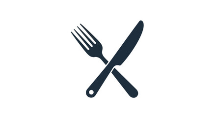 Vector illustration of crossed fork and knife icon representing dining and food