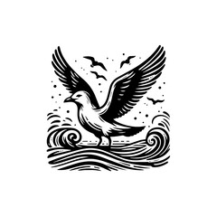 Obraz premium A seagull soaring over the ocean isolated on white background