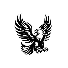 Obraz premium A majestic eagle spreads its wings, isolated on white background