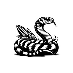 Naklejka premium A rattlesnake coils around an ear of corn, isolated on white background