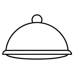 Food  Serving dish  restaurant tray and Cover  icon line art vector Illustrations on white background.