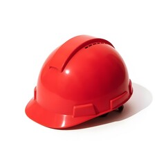 Fototapeta premium Bright Red Construction Safety Hard Hat on White Background