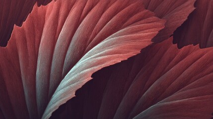 Close-up of Textured Red and Green Leaves with Intricate Patterns
