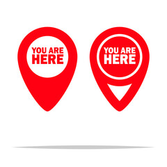 You are here pin location vector isolated illustration