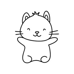 귀여운 라인 드로잉 고양이 일러스트