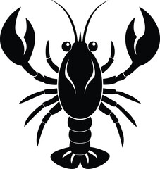 Lobster Silhouette, Lobster icon or logo Silhouette, Crawfish Vector Icon Flat Design Crayfish , silhouette Vector illustration