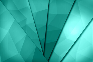 Abstract geometric background with triangular textured layers in teal shades