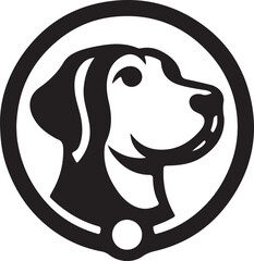 Cute vector cartoon illustration of a black and white dog.