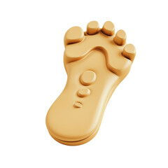 Footprint mold made of sand-colored material for educational or craft purposes on transparent background