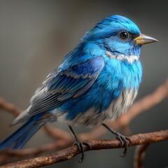Vibrant Blue Bird on Branch