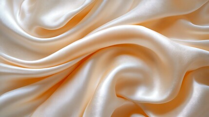 Obraz premium Close-up view of a smooth, light peach-colored silk fabric.