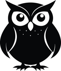 Owl silhouette vector illustration, great horned owl silhouette icon on white background.