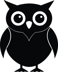 Owl silhouette vector illustration, great horned owl silhouette icon on white background.