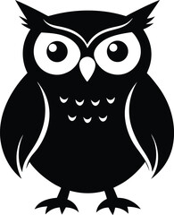 Owl silhouette vector illustration, great horned owl silhouette icon on white background.