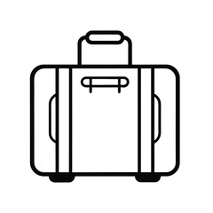 Vintage Suitcase Icon: Bold Black Line Art, Travel, Retro Style