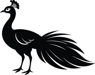 Vintage peacock side view vector, peacock silhouette, Peacock vector silhouette clipart design
