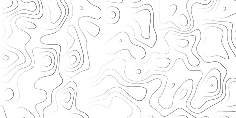 Abstract topographic map illustration in black and white with contours depicting a gradient effect for backgrounds and design elements