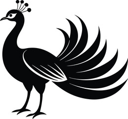 Fototapeta premium Vintage peacock side view vector, peacock silhouette, Peacock vector silhouette clipart design 