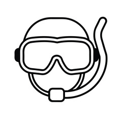 Snorkelling Gear Icon: Bold Line Art, Minimalist Dive Mask and Snorkel Illustration, Aquatic Adventure Graphic