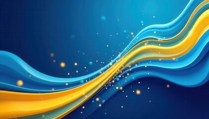 Dynamic blue and yellow wave pattern, ideal for presentation, graphic, artwork