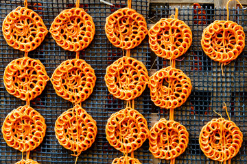 The process of making crackers. Crackers are one of Indonesia's most popular foods, enjoyed with a variety of dishes.