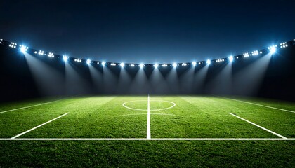 Empty stadium at night with spotlights