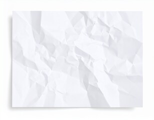 Single sheet of crumpled, plain paper, detailed folds and shadows, 8K resolution.