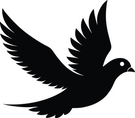 Obraz premium dove flying silhouette, silhouette of a dove, illustration of a flying bird, dove of peace, dove in flight