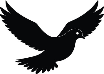 dove flying silhouette, silhouette of a dove, illustration of a flying bird, dove of peace, dove in flight