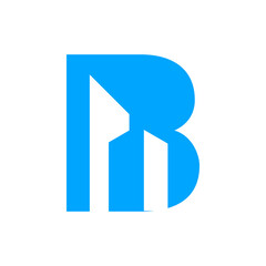 Abstract Blue Letter B Logo Incorporating Modern Skyscrapers