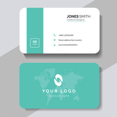 Modern Business Card Design with Teal and White Color Scheme