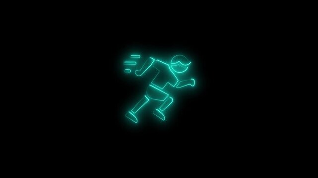 Neon running man abstract motion graphic with glowing lines and dark background representing - Powered by Adobe