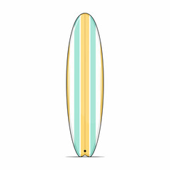 Striped Surfboard Illustration with Rounded Nose and Tail Design.