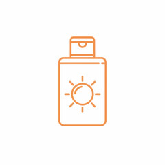 Orange Sunscreen Bottle Icon with Flip-Top Cap and Sun Symbol.