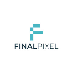 Modern Pixelated F Logo Design with Typography for Digital Branding