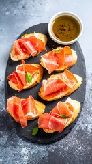 Bruschetta with cured ham