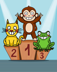 illustration of a podium with the three winners