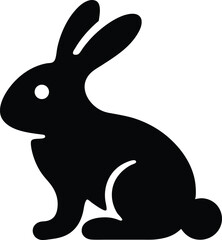 Rabbit silhouette vector, Rabbit icon in natural black silhouette vector on white background