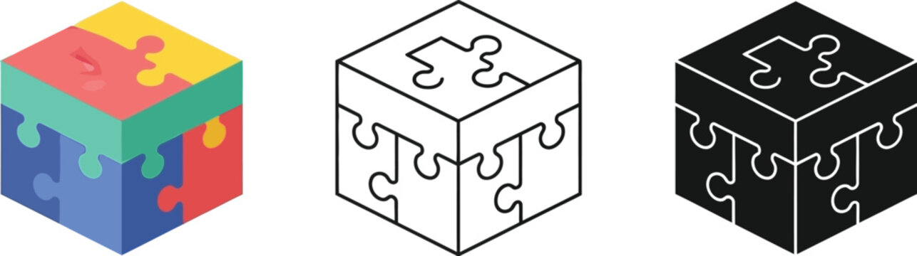 Find puzzle cube vector graphic design illustration for business problem solving