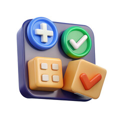 3d game interface buttons with icons isolated on transparent background