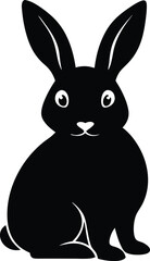 Obraz premium Rabbit silhouette vector, Rabbit icon in natural black silhouette vector on white background