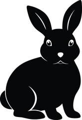 Rabbit silhouette vector, Rabbit icon in natural black silhouette vector on white background