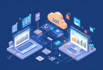 Modern Technology Connection Isometric Illustration