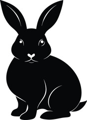 Rabbit silhouette vector, Rabbit icon in natural black silhouette vector on white background