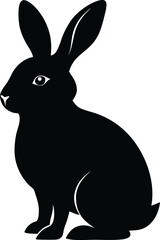 Obraz premium Rabbit silhouette vector, Rabbit icon in natural black silhouette vector on white background