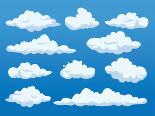 Cartoon Cloud Set on Blue Sky Background